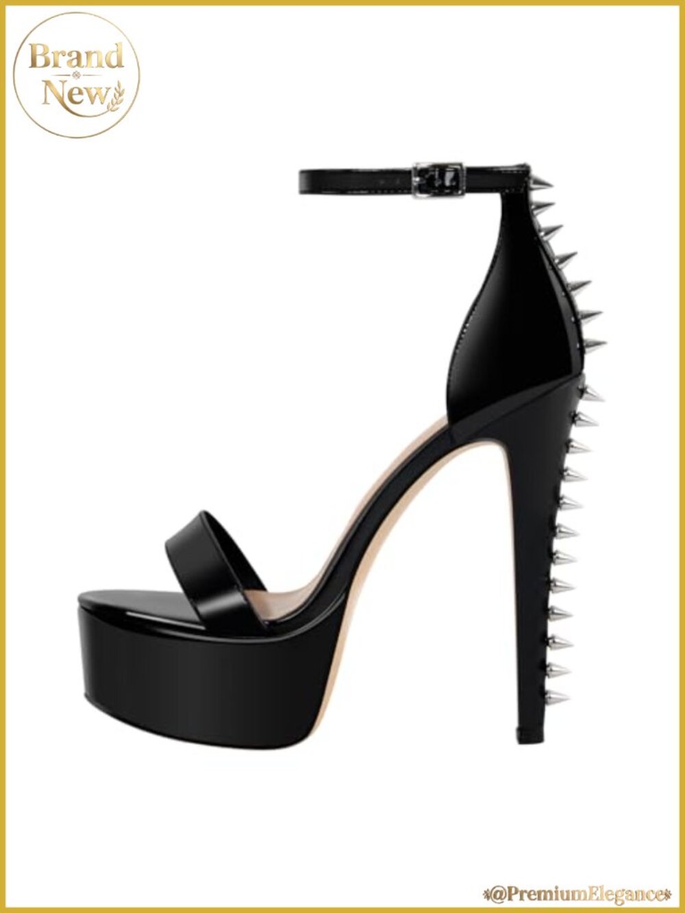 Women's Studded Rivets Platform Heeled Sandals Stiletto High Heel Ankle Strap